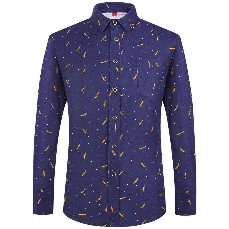 Men's Business Commute Plaid Long-Sleeve Shirt